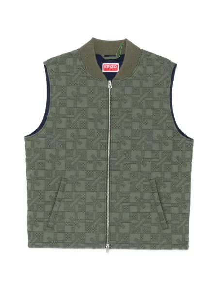 Matlasat vestă Kenzo cu imprimeu geometric verde