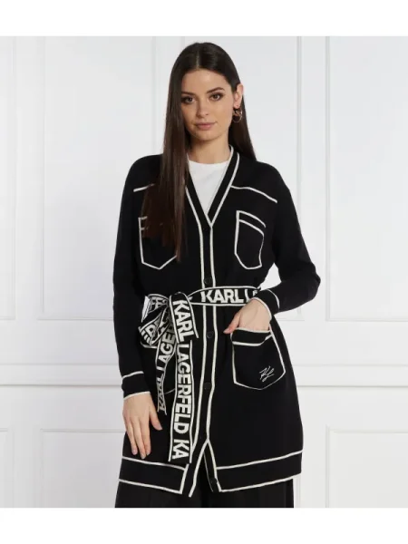 Karl Lagerfeld Cardigan | Relaxed fit cu adaos de lână negru