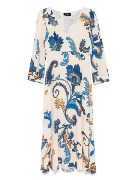Rochie midi Etro cu model floral cu imagine până la genunchi
