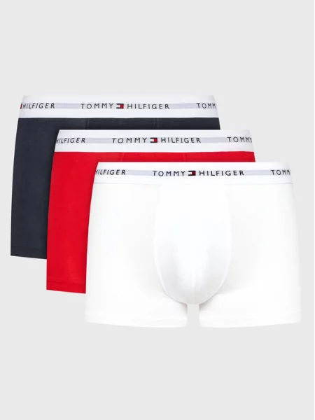 Tommy Hilfiger Obcisłe bokserki pakowane po 3 szt. Mężczyźni niebieski|czerwony|biały|wielokolorowy jednolity MD białe