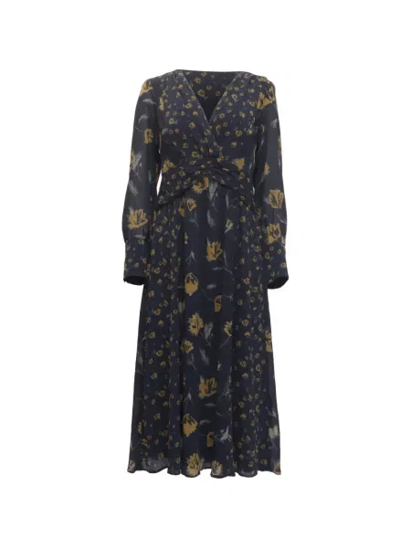 Rochie maxi Ba&sh cu model floral cu imagine cu mâneci lungi albastru