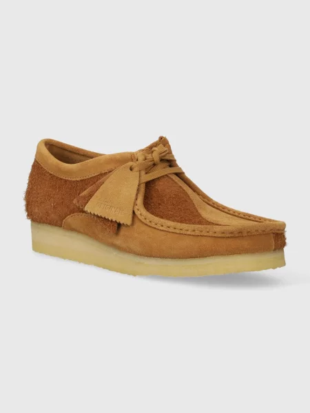 Замшеві туфлі Clarks Originals Wallabee коричневий