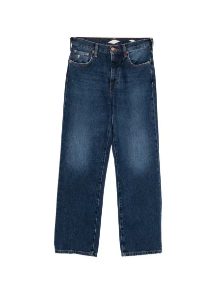 Дънки straight leg Staff Jeans бродирани синьо