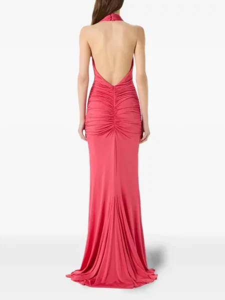 Rochie maxi Blumarine cu aplicații cu gât halter roz