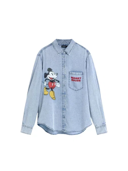 Desigual Bluză Mickey Disney albastru denim / galben muștar / roșu negru