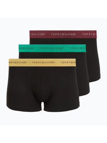 Boxeri pentru bărbați Tommy Hilfiger Trunk Metallic gold/burgundy/green verde