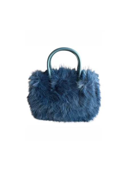 Sztuczne futro torebka M*brc niebieska