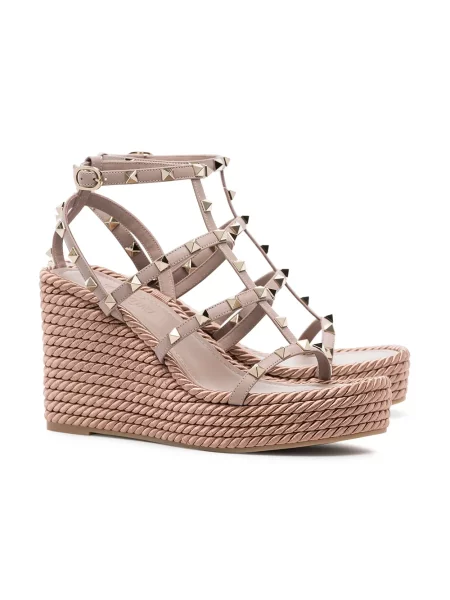 Espadrilky Valentino Garavani na klínovém podpatku růžové