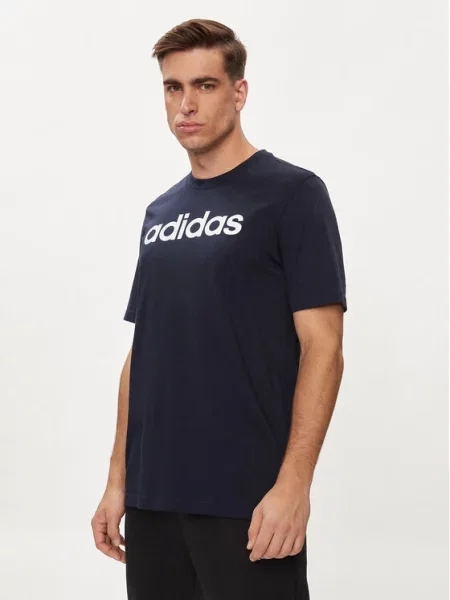 Adidas T-Shirt Essentials Single Jersey Linear Embroidered Logo T-Shirt niebieski