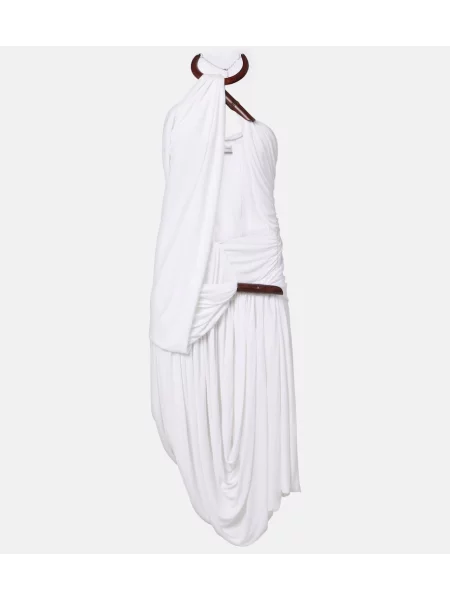 Rochie midi Christopher Esber din jerseu asimetrică drapată alb