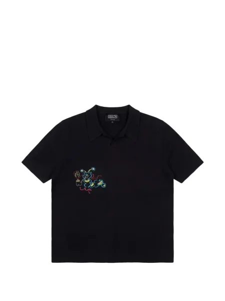 Tricou polo Pas De Mer cu broderie negru