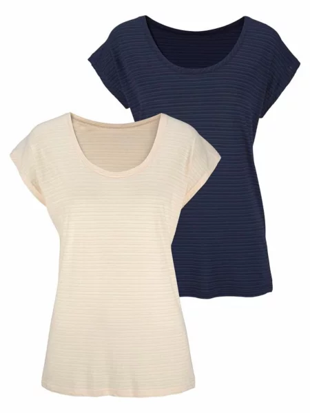 BEACH TIME Tricou / albastru marin bej