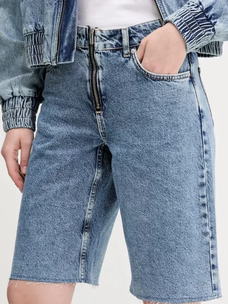 Karl Lagerfeld Jeans szorty jeansowe gładkie high waist niebieski