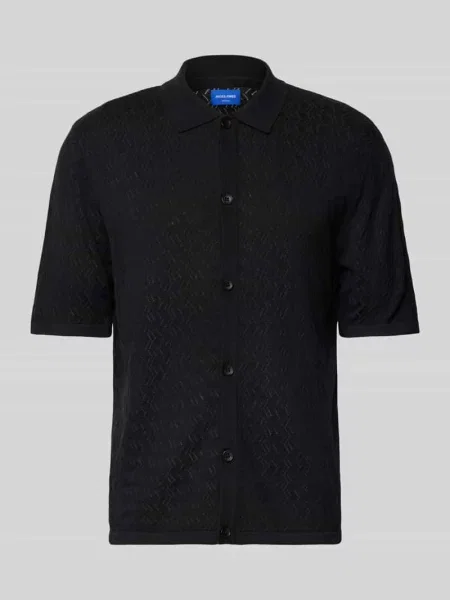 Koszula casualowa o kroju regular fit z kołnierzykiem polo model ‘TYLER’ Jack & Jones czarna