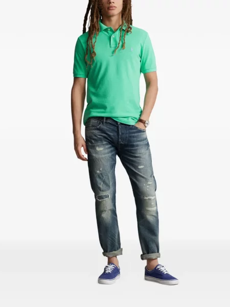 Tricou polo Polo Ralph Lauren cu glugă cu blană cu broderie roșu