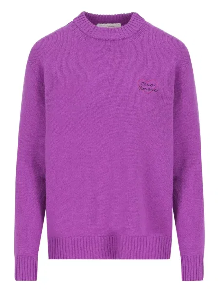 Pulover Giada Benincasa cu broderie din cașmir violet