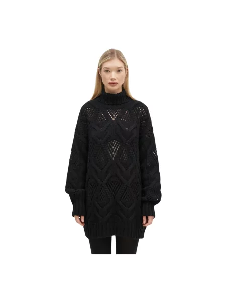 Lniany sweter z golfem Sportmax czarny