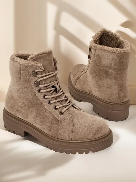 Botine Resti cu șireturi din dantelă maro