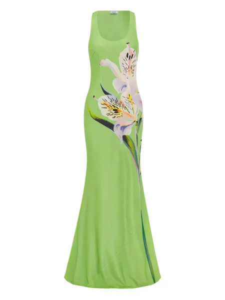 Rochie maxi Leo Lin cu imagine de costum verde
