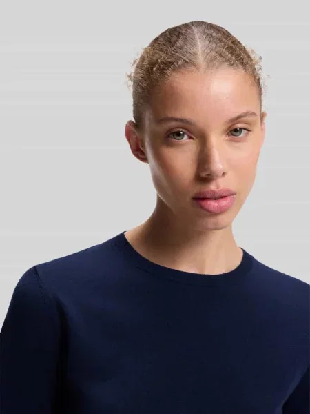 Sweter o kroju regular fit z mieszanki żywej wełny model SESSINAK' Hugo granatowy