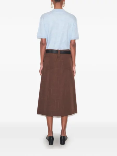 Spódnica Tory Burch wełniana brązowa