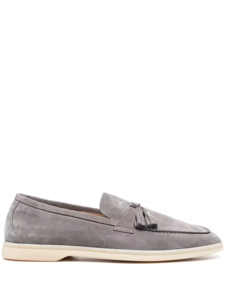 Pantofi loafer Scarosso din piele de căprioară gri