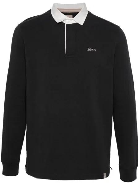 Tricou polo Boggi Milano cu broderie negru