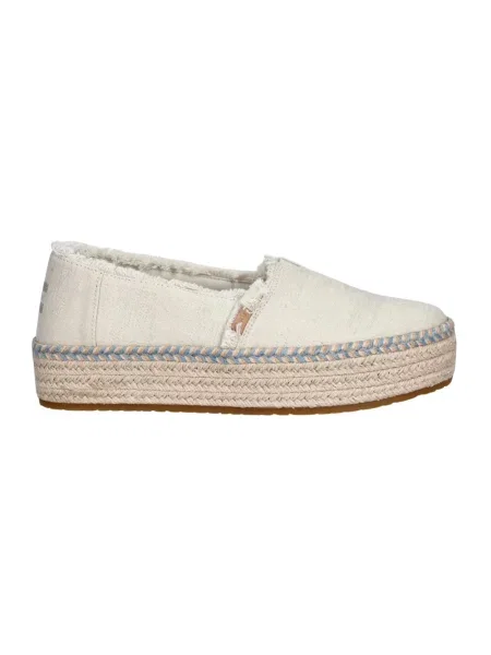 Lniane espadryle Toms na platformie białe