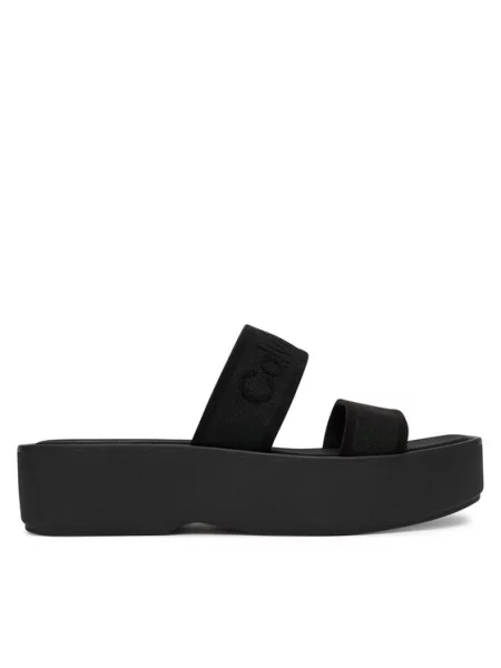 Šlepetės Calvin Klein Flatform Sndl Webbing juoda