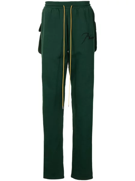 Pantaloni Rhude cu broderie alergare verde