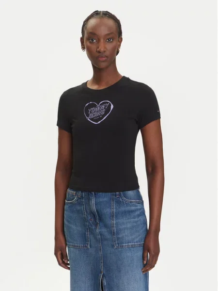 Tommy Jeans T-Shirt Heart czarny