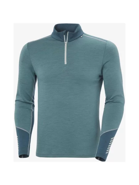 Koszulka termiczna damska Helly Hansen Lifa Merino Midweight Half Zip zielono ciemny S niebieski
