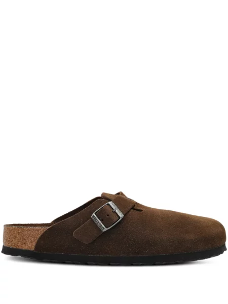 Saboți Birkenstock din piele de căprioară maro