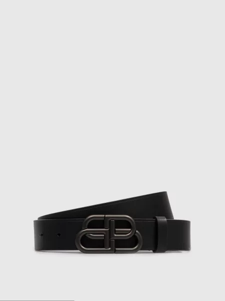 Шкіряний ремінь Balenciaga чорний