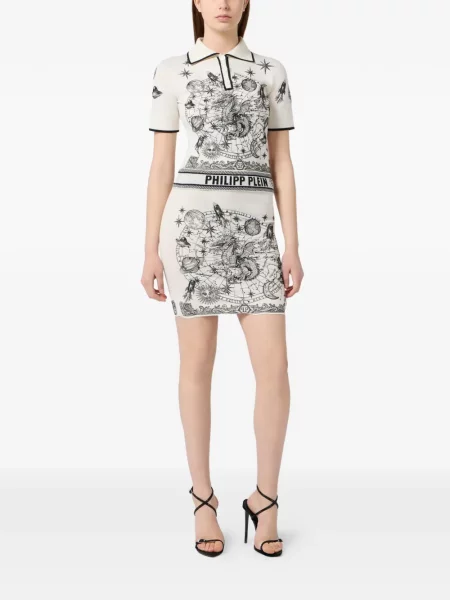 Fusta mini Philipp Plein tricotate cu imagine