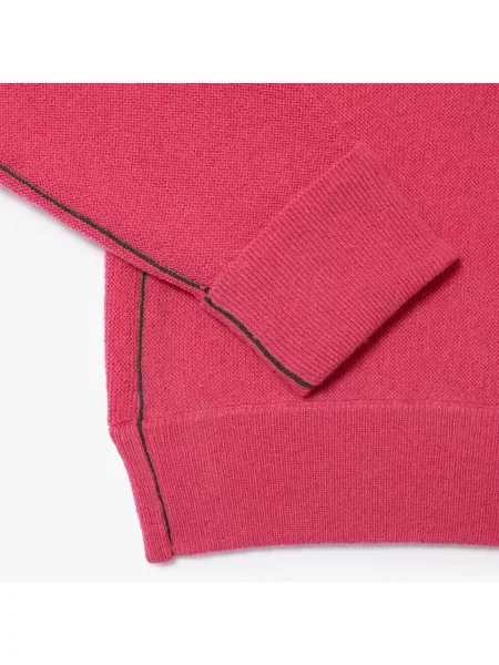 Lacoste Wełniany Sweter Z Wysokim Kołnierzem różowy
