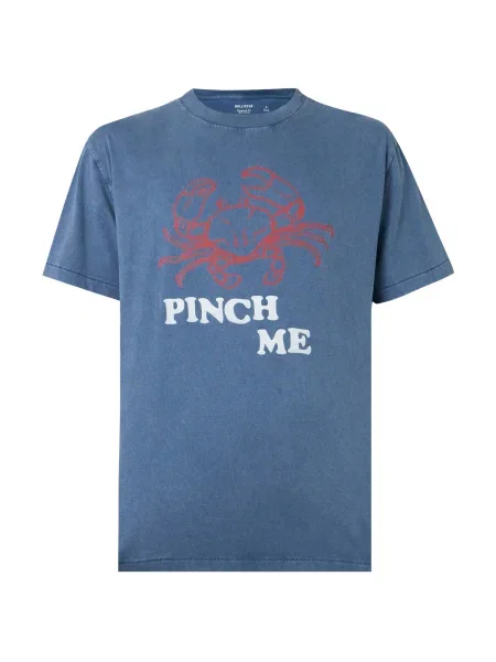 HOLLISTER Tričko kouřově modrá / oranžově červená bílá