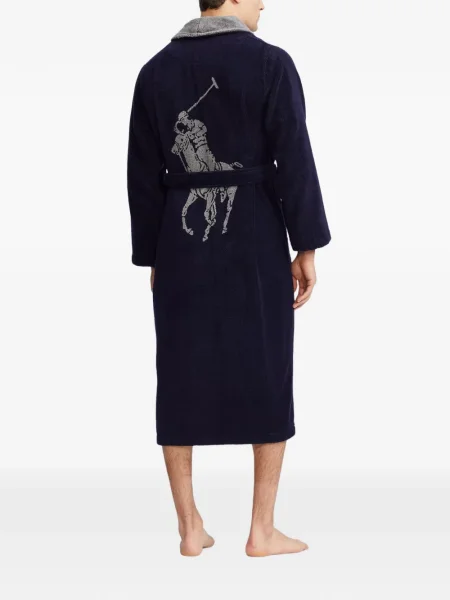 Pruhované stahovací šňůrka tričko Polo Ralph Lauren s autogramem modré