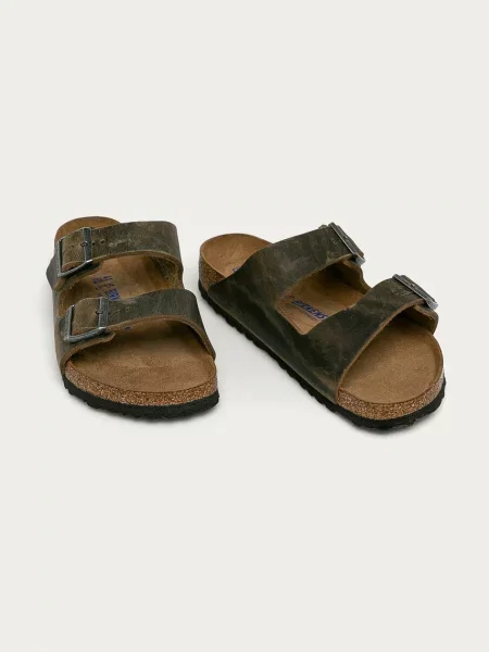 Шкіряні шльопанці Birkenstock Arizona зелений