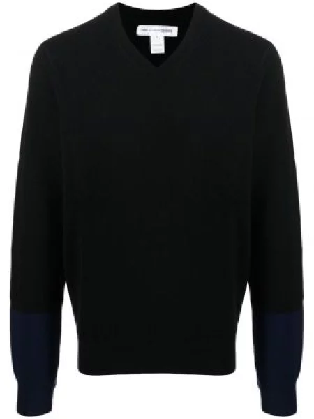 Dlouhý svetr Comme Des Garçons s výstřihem do v černý