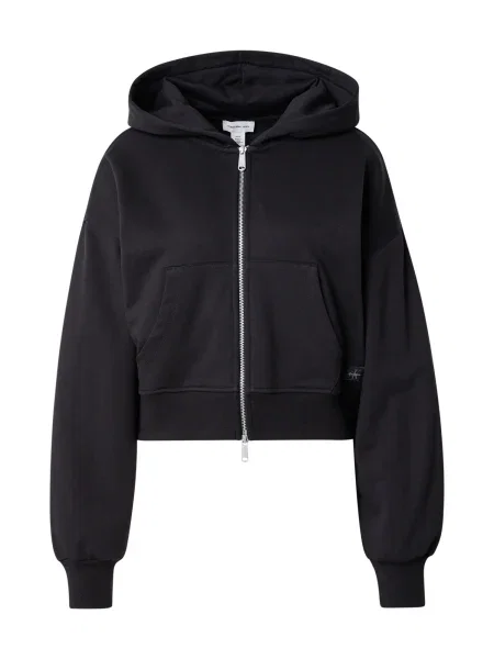 Calvin Klein Jeans Ζακέτα φούτερ Woven Label Hoodie' μαύρο