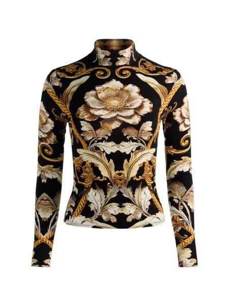 Lung top Alice + Olivia cu model floral cu imagine negru