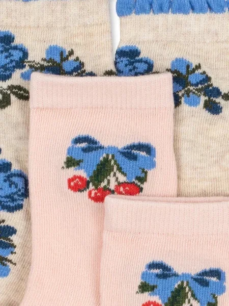 Konges Sløjd ponožky 2 PACK FLOWER AND CHERRY JACQUARD SOCKS