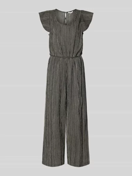 Kombinezon o kroju relaxed fit z fakturowanym wzorem Tom Tailor Denim czarny