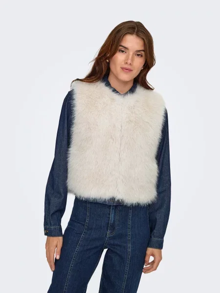 Утеплений жилет JDY ORA FAUX FUR WAISTCOAT молочний