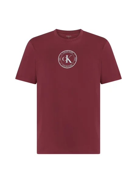 Calvin Klein Jeans Tricou roșu bordeaux alb