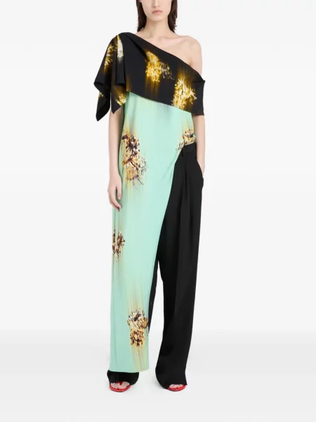 Top Proenza Schouler cu un umăr gol verde