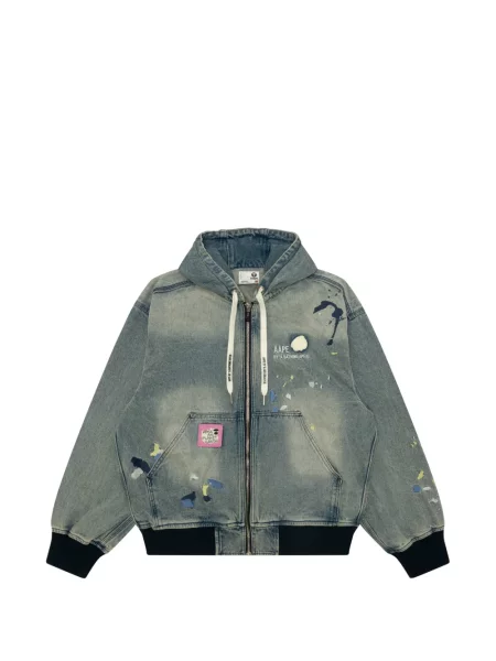 Geacă de blugi Aape By A Bathing Ape cu glugă albastru