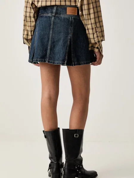 Levi's spódnica sztruksowa INVERTED PLEAT MINI granatowa