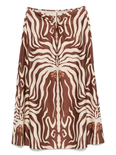 Fustă midi Johanna Ortiz până la genunchi maro